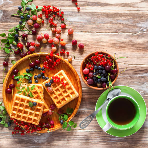 Waffles with berries.