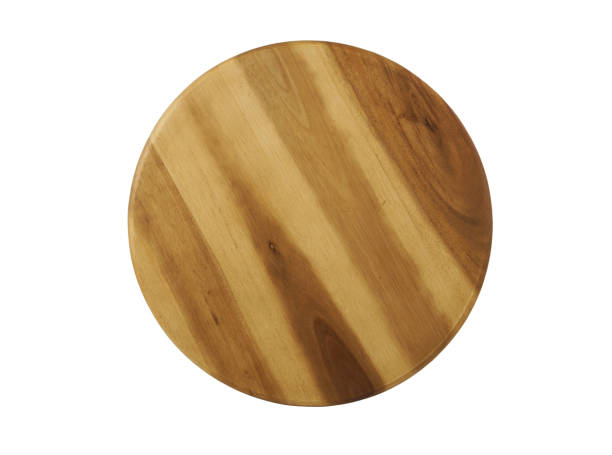 istock Round wooden kitchen board isolated on white 1175160759