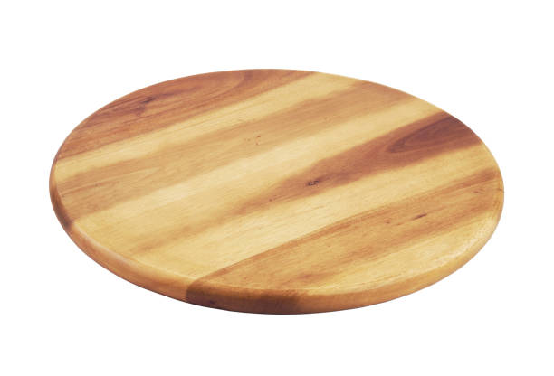 istock Round wooden kitchen board isolated on white 1175161302