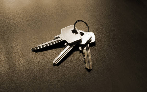 Bunch of silver keys close up