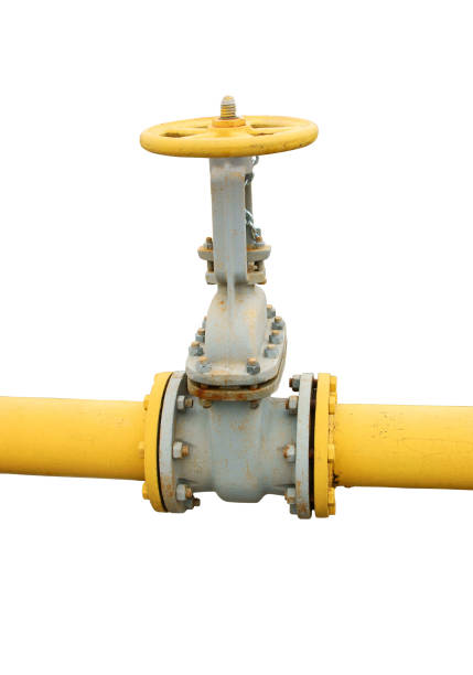 istock Gas fuel valve on pipe equipment isolated on white 1175161420