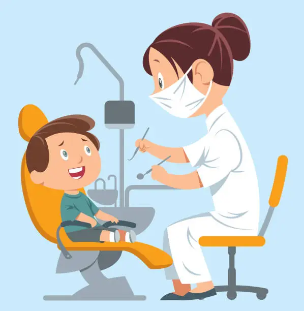 Vector illustration of Dentist and Child