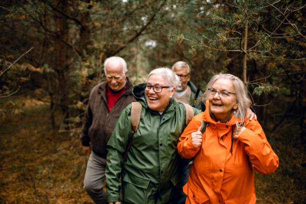 istock Seniors hiking through the foerst 1175163416