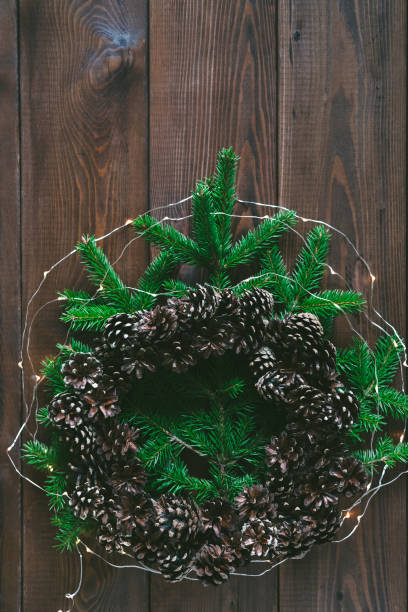 istock Christmas Natural Decoration on wood background 1175163958