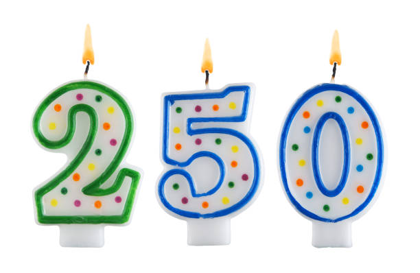 istock Birthday candles on white background, number 250 1175165064
