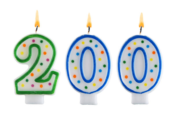 istock Birthday candles on white background, number 200 1175165084
