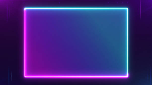 istock Abstract Neon bright colored frame square on a dark background. Laser show colorful design for banners advertising technologies 1175171653