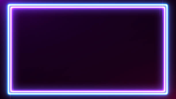 istock Abstract Neon bright colored frame square on a dark background. Laser show colorful design for banners advertising technologies 1175171748