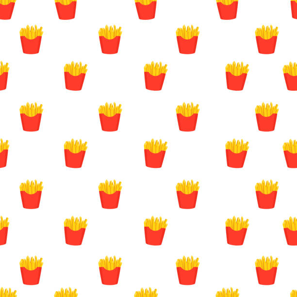 French Fries. Fried Potatoes. Fast food. Seamless pattern French Fries. Fried Potatoes. Fast food. Seamless pattern Vector french fries stock illustrations
