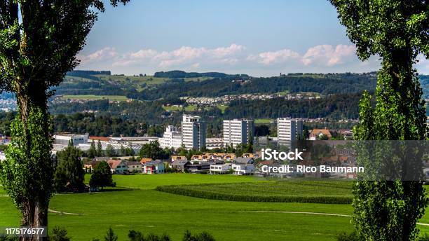 View Of Uzwil In Sunny Weather Stock Photo - Download Image Now - Agricultural Field, Architecture, Building Exterior