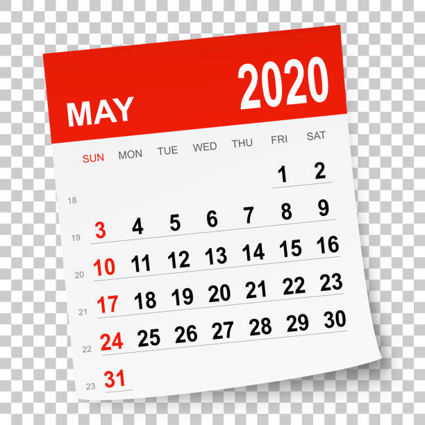 illustrazioni stock, clip art, cartoni animati e icone di tendenza di calendario maggio 2020 - white background concepts transparent red