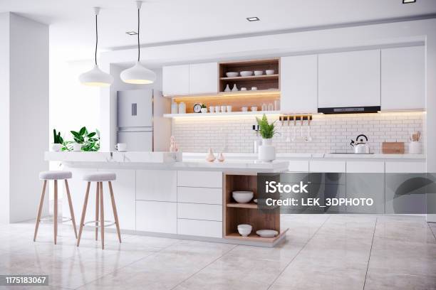 Moderne Moderne Und Weiße Küche Zimmer Innenausstattung Stockfoto und mehr Bilder von Küche