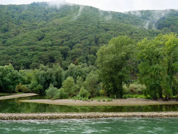 the romantic river rhine near bingen in germany