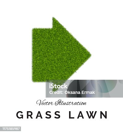istock Fake Green Grass or Astroturf Arrow Background Isolated 1175185987