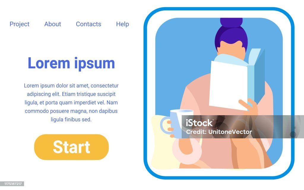 Beginning Page. Examples Vector Starting Page Template For Online Project Stock Illustration ...
