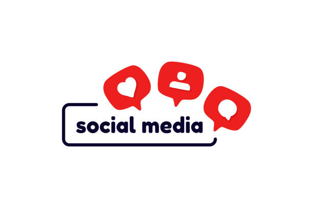 шаблон логотипа социальных сетей с такими, как, последователь, комментарий значки. - иконки социальных сетей stock illustrations