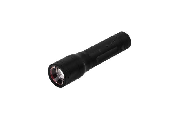 istock modern black metal flashlight isolated on white 1175188395