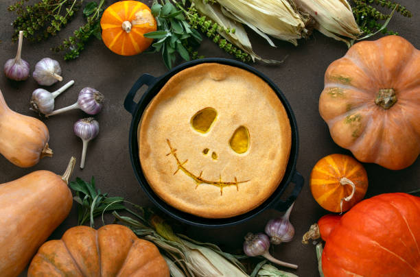 Halloween party home baked pumpkin pie