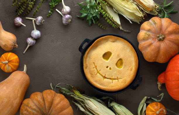 istock Halloween party home baked pumpkin pie 1175188777