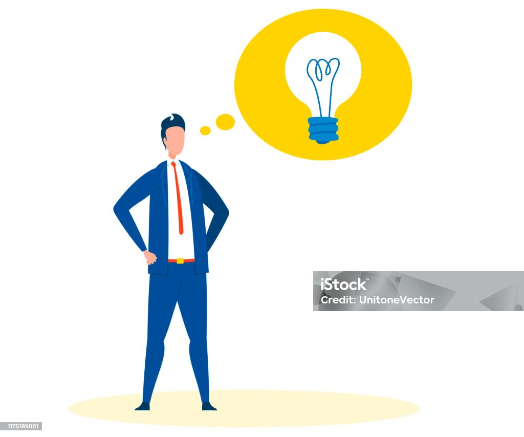 Plan Vision Man Visionary Man Having Plan Flat Vector Illustration Stock Illustration ...
