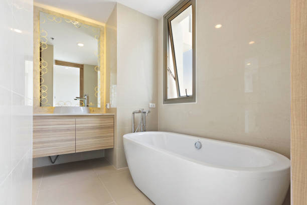 istock Clean and white bathroom with amenities. 1175191230