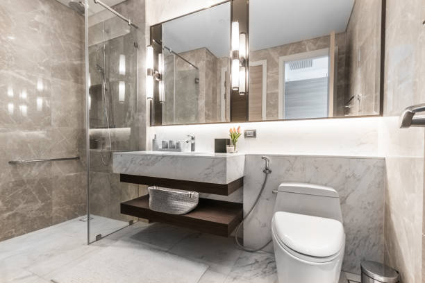istock Clean and white bathroom with amenities. 1175191879