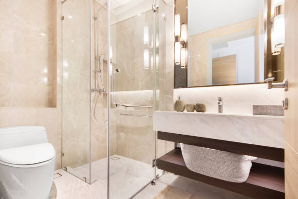 istock Clean and white bathroom with amenities. 1175193009