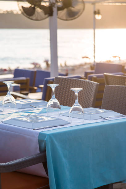 istock Travel table for lunch or dinner by the sea 1175194993