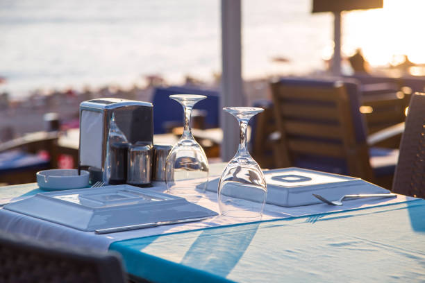 istock Travel table for lunch or dinner by the sea 1175195043