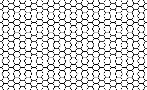 ilustraciones, imágenes clip art, dibujos animados e iconos de stock de células hexagonales de miel blanca y negra de textura sin costuras. patrón de forma de tela de mosaico o altavoz. textura de rejilla de peine con miel y panales hexagonales de colmena geométrica. ilustración vectorial - hexagon tile pattern black