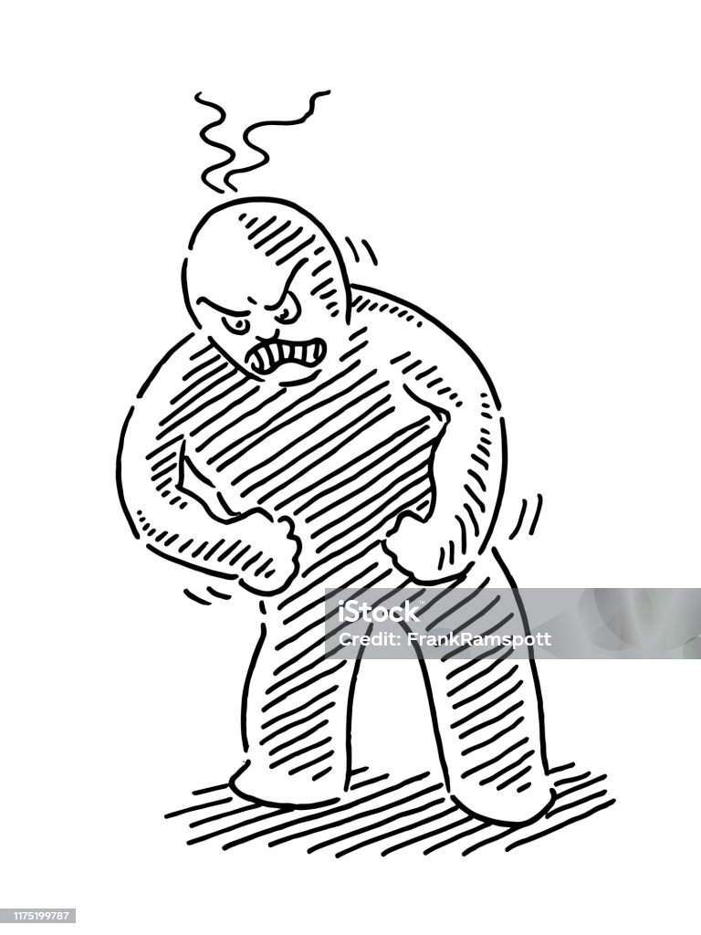 Angry Cartoon Human Figure Drawing Stock Illustration - Download Image Now  - Anger, Black And White, Black Color - iStock