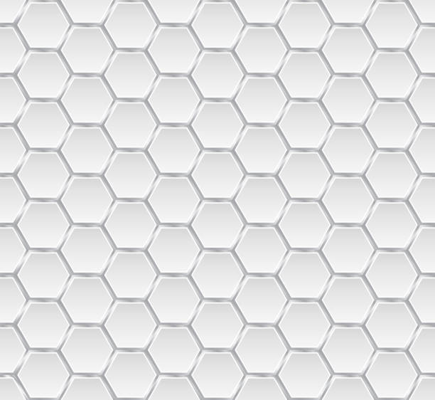 istock Silver and white metal honey hexagonal cells seamless texture. Mosaic or speaker fabric shape pattern. Technology concept. Honeyed comb grid texture and geometric hive hexagonal honeycombs. Vector 1175199937