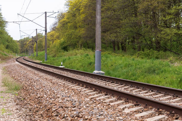 istock turn on the railway, railway tracks 1175201892
