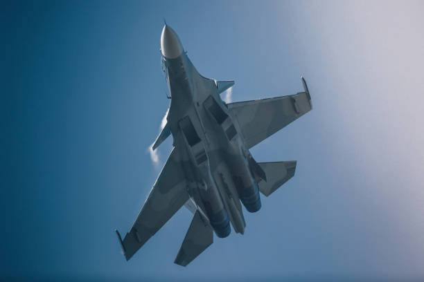 istock Military jet fighter with The Prandtl–Glauert singularity effect 1175205415