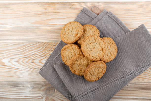 istock Thin Oatmeal Cookies, Healthy Cereal Crackers with Chocolate 1175205622