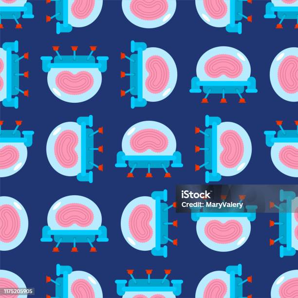Brain Ufo Pattern Seamless Smart Alien Background Vector Texture Stock ...