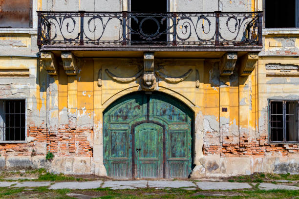 Hungary Velence Mar. 27, 2019:   Ruins of Country / Hunting chateau from the XVIII century in a fall setting.