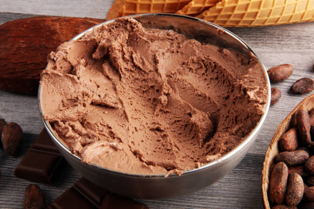 istock Chocolate coffee ice cream in a bowl on rustic white table 1175207174