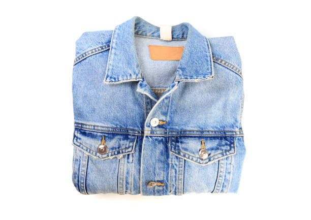 istock Close up denim jacket isolated on white background with space use for texts display 1175209000