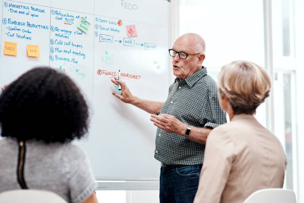 istock Taking the team through their targets for the month 1175209020