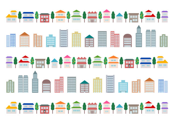 Townscape and building. Vector illustration. Townscape and building. Vector illustration. apartment illustrations stock illustrations