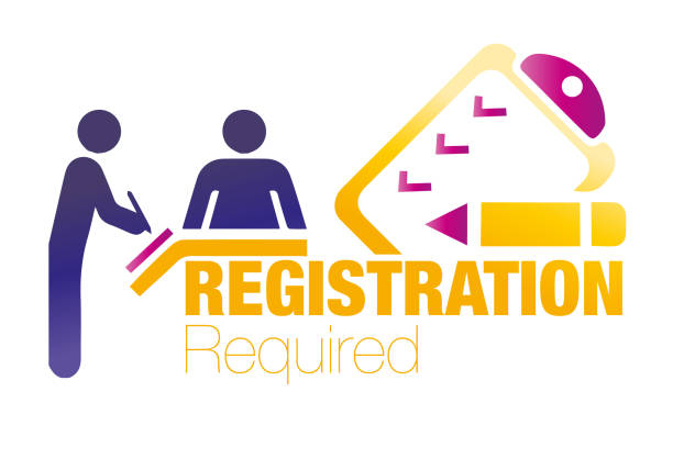 registration form required registration, form, vector, register is the action or process of registering or of being registered registering stock illustrations