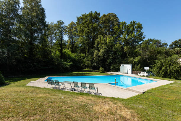 istock Private pool on a beautiful sunny summer day 1175212464