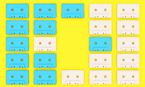 istock 3d render background of a group of vintage audiotapes 1175212631