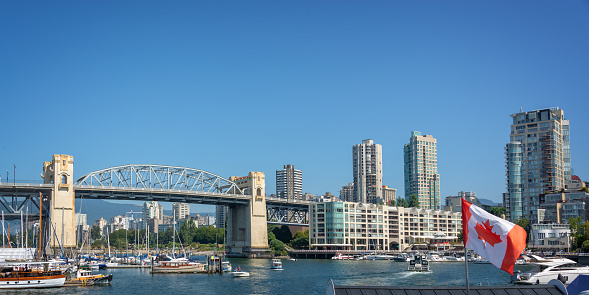 Granville bridge from Granville island in Vancouver, British Columbia, Canada