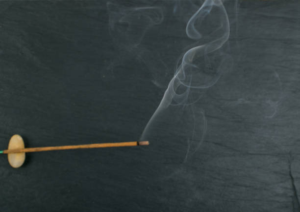 istock Burning incense aroma sticks with smoke on black background 1175218657