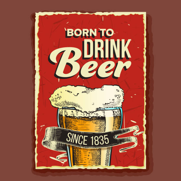 istock Beer Glass Born To Drink Advertising Poster Vector 1175219289