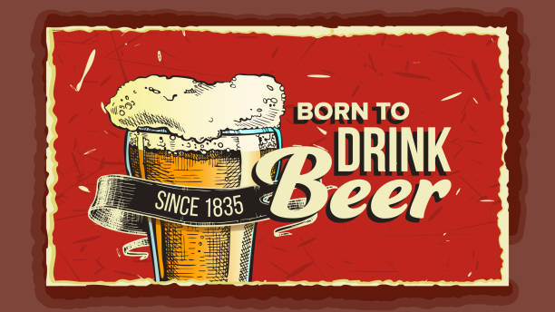 istock Beer Glass Born To Drink Advertising Poster Vector 1175219402