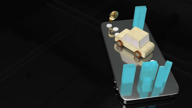 istock car and city  on smartphone screen for map navigation app concept 3d rendering. 1175226825