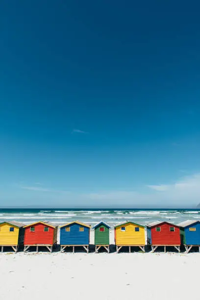 Colorful beach huts in Cape Town